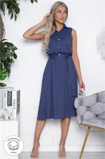 Платье с кокеткой (темно-синее) П10490 П10490